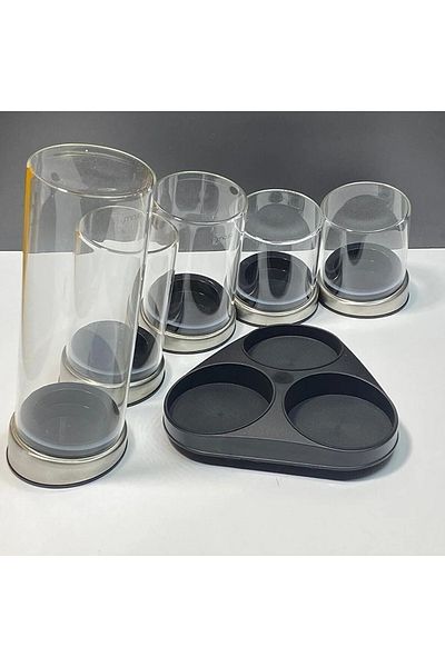 AROW Silver 6 Piece Glass Spice Set