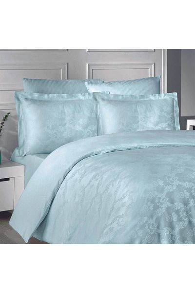 MAXSTYLE طقم غطاء لحاف مزدوج من قماش الجاكار الساتان Evgenia Mint