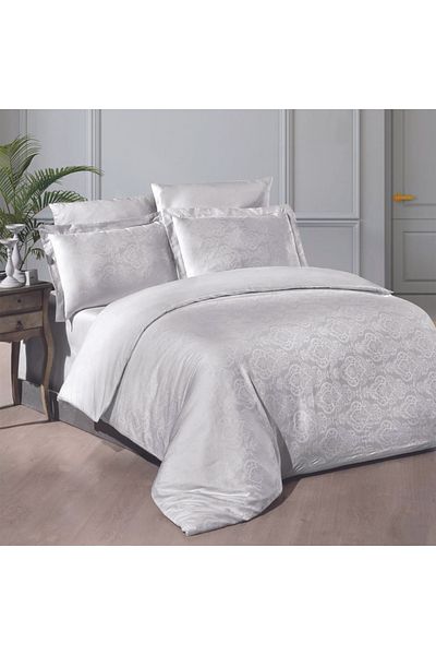 MAXSTYLE Σετ Παπλωματοθήκη Jacquard Satin Katya White Διπλό