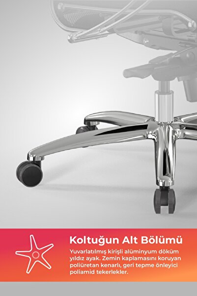 METTA Samurai Ergonomik Koltuk | Bel Destekli, Tekerlekli, Krom Ayaklı, Fileli Yönetici Koltuğu -5.2.1.49