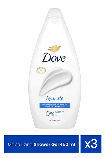 Dove Gel de duș hidratant, 450ml x 3 bucăți