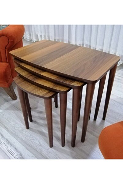 Canisa Concept Telwe Serisi CEVİZ  4'lü Zigon Sehpa Takımı