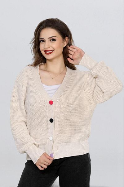 Fox Life Kids Women's Colorful Button Detailed Knitted Cardigan Flt1008