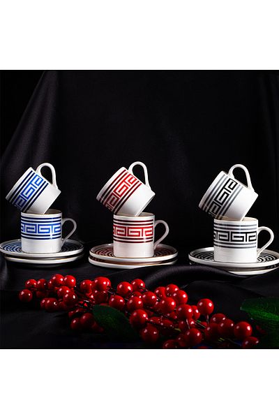 Aryıldız Sacce 12-Person 6-Person Turkish Coffee Cup Set 90 ml
