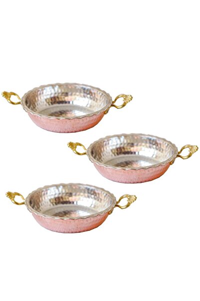 ANTEPSEPETİ Bakır Tırtıklı 3'lü Tava Seti