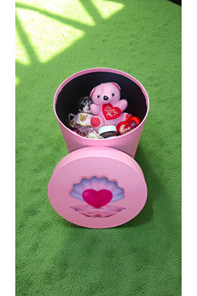 LADİJİTAL BASKI ÇÖZÜMLERİ Pembe Kutu Içerisinde Minik Ayıcık & Işıklı Karküresi&nutella & Kalp Çikolata