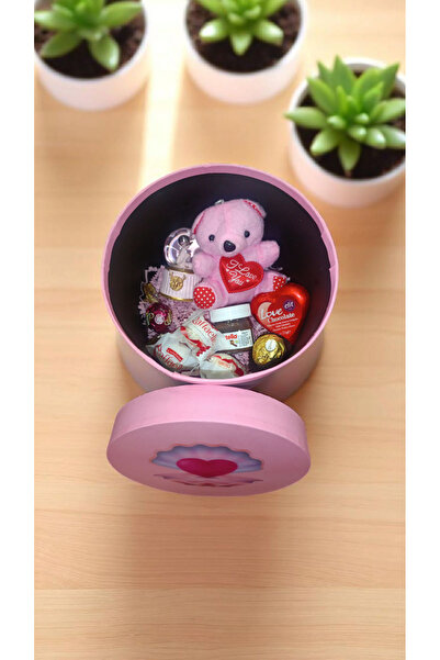 LADİJİTAL BASKI ÇÖZÜMLERİ Pembe Kutu Içerisinde Minik Ayıcık & Işıklı Karküresi&nutella & Kalp Çikolata