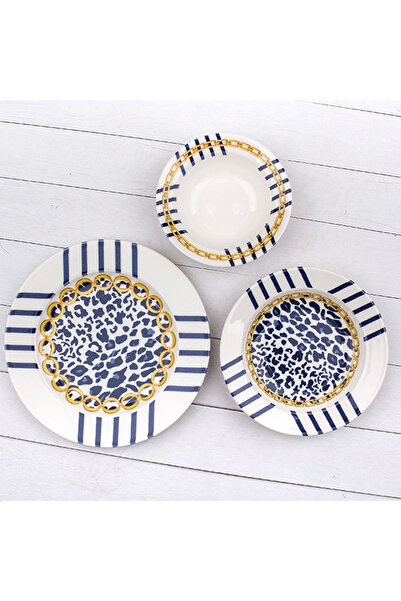 Tulü Porselen Tulu Dıjıtal Baskı 18 Parça 6 Kişilik Yemek Takımı Db1022
