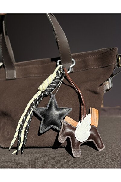 Elif Gift Çanta Aksesuarı Star Flying Horse Yıldız At Bag Charm Siyah
