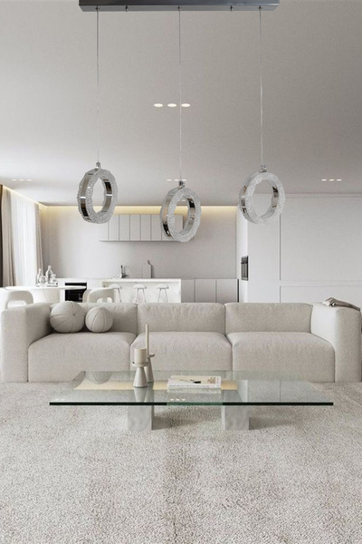 Fer Avize Işıl Krom Modern Avize  Salon Mutfak Oturma Odası Antre Tekli 3lü Sarkıt Sıralı