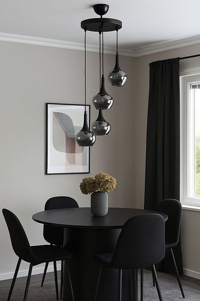 Modavize Nero Modern Design 4-Piece Chandelier - Black Smoke Glass Kitchen and Bedroom