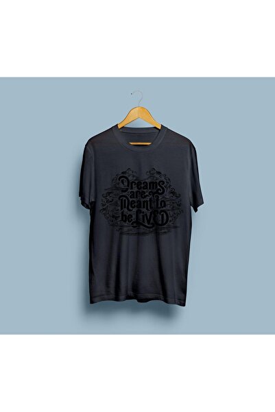 bahriyeli.jpeg تي شيرت للجنسين بتصميم مكتوب عليه أحلام كبيرة الحجم للعيش