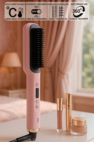 Mioji Mio B1 with LED Indicator 230°C Ceramic Hair Straightener Comb-Pink