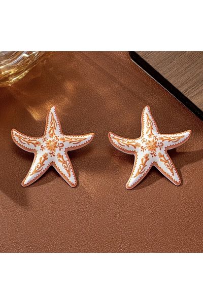 Tasarım Zr Brand Model Sea Star Ethnic Pattern Large Size Earrings