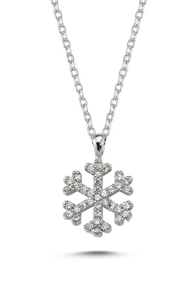 Takı Dükkanı Zirkon Taşlı Kar Tanesi Model Kadın Kolye bbk03