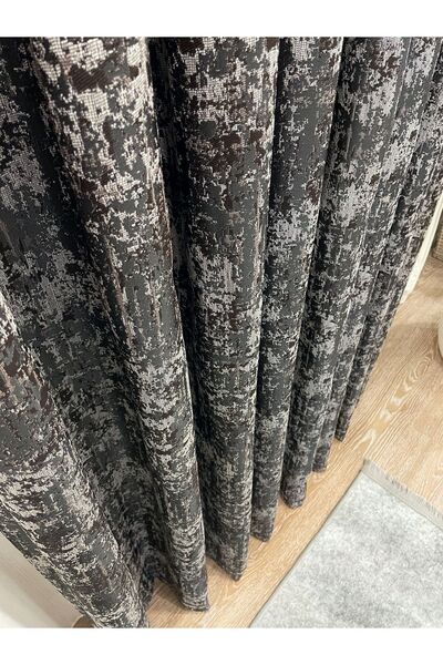 Brillant Kahverengi Antrasit Renk Abstract Desen 1/3 SIK PİLE Jakar Dokuma Fo...