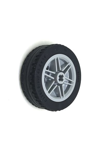 LEGO Original Technic Accessory Custom Moc Tire 43.2 X 14 Black Large Size Wheel Light Gray 4 Rim