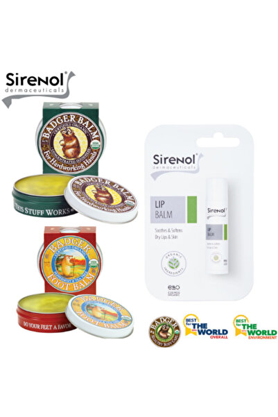 Sirenol Badger Balm El Kremi, Ayak Kremi Ve Hediye Organik Dudak Balmı Set
