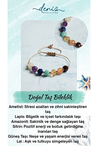 Deniz Doğal Taş سوار من الأحجار الطبيعية المعتمدة من شاكرا - الجمشت واللازورد...