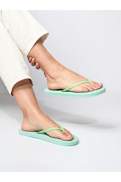 HANOX Women's Comfortable Green Printed Flip Flops Beach Slippers Flipflops