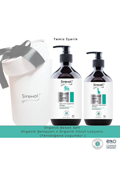 Sirenol Organik 2'li Bebek Bakım Seti - ( Şampuan Vücut Losyonu ) 400 ml / 25...