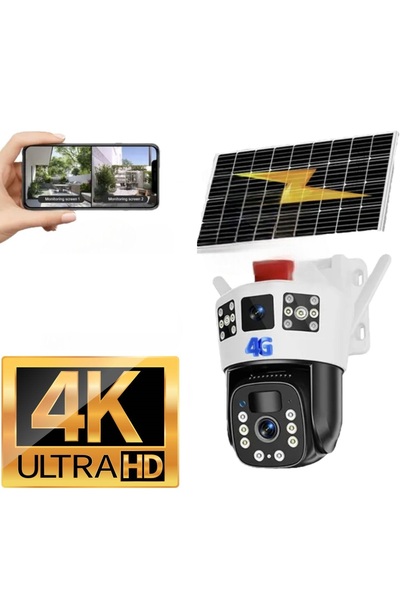 Invıcta Apprise 4K Çift Lensli Güneş Enerjili Güvenlik Kamerası, 4G SIM Kartlı, 360° PTZ,Gece Görüşlü