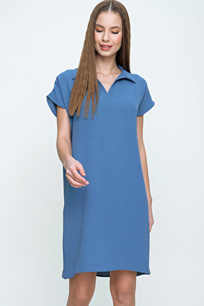 NEW LAVİVA Rochie Aerobin pentru femei Indigo Midi Guler Polo- 700-2883