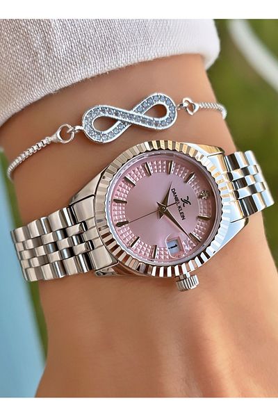 Daniel Klein Silver Color Waterproof Women's Wristwatch + Bracelet