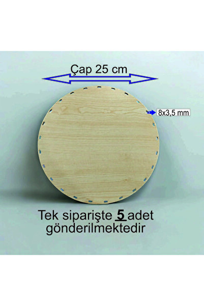 ASUDE HEDİYELİK Ahşap Krem 25 Cm 5 Ad Bambu Tepsi Örgü Plakası Supla Delikli ...