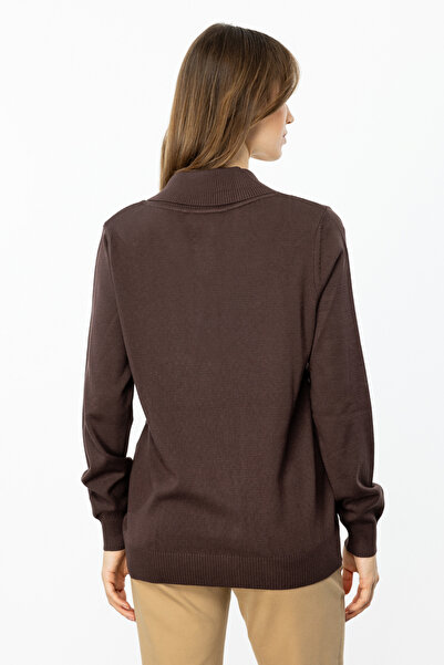 ON 45343 Teks Collar Buttoned Hooded Sweater