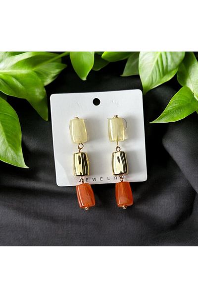 demirosa 3 Color Block Beaded Modern Earrings