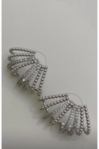 demirosa Yelpaze Ve Zincir detaylı halka küpe”