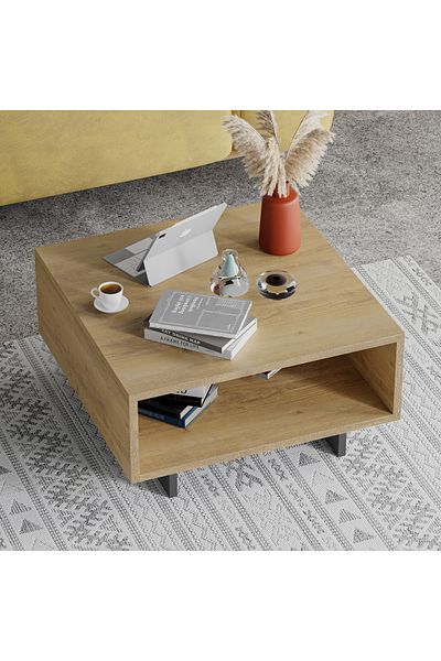 Mourah Home Hola Modern Coffee Table Oak Anthracite Grey Multipurpose H 32cm Oak/Dark Grey
