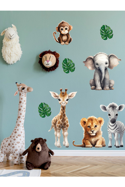 MAARS Çocuk Odası Bebek Safari Hayvanları Cam. Dolap, Duvar sticker