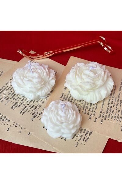 LUMİNA Lumina Soya Mumları "şakayık"3'lü Beyaz Şakayık Mum Seti