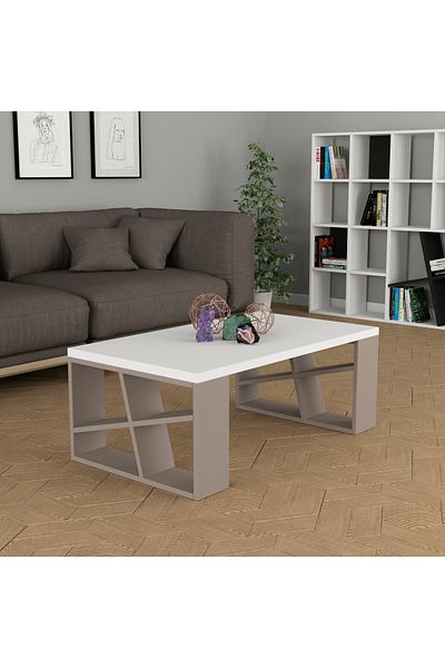 Mourah Home Honey Modern Coffee Table H 40cm White/Light Mocha