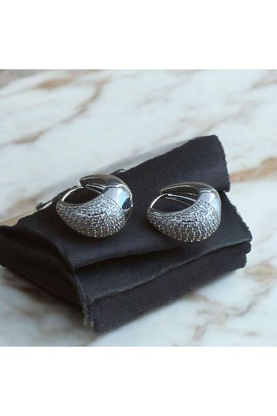 demirosa Stone Detailed Silver Color Drop Earrings - Sparkling Design”