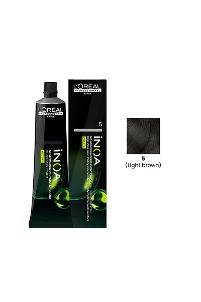 L'oreal L'ORÉAL INOA Ammonia-free Permanent Colour 5 Light Brown (1 Tube) 60ml and Loreal Oil Developer (10