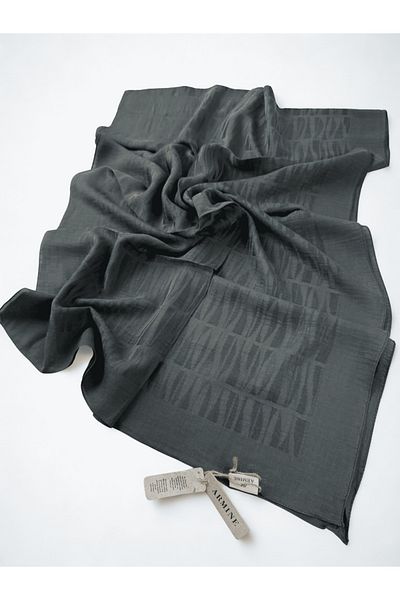 Armine Lyocell Silk Shawl 1002-3 Striped Pattern Anthracite-1113-9