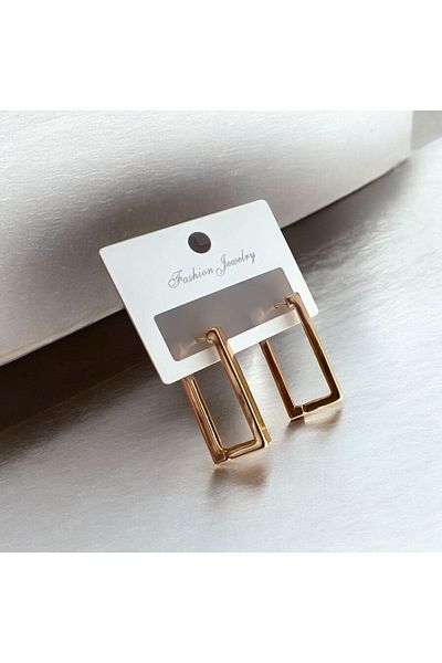 demirosa Gold Color Rectangular Hoop Earrings - Modern Design”