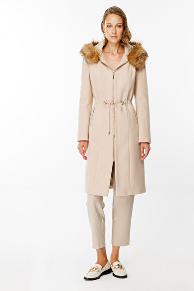 Ekol 7099 Kürklü Kapüşonlu Manto