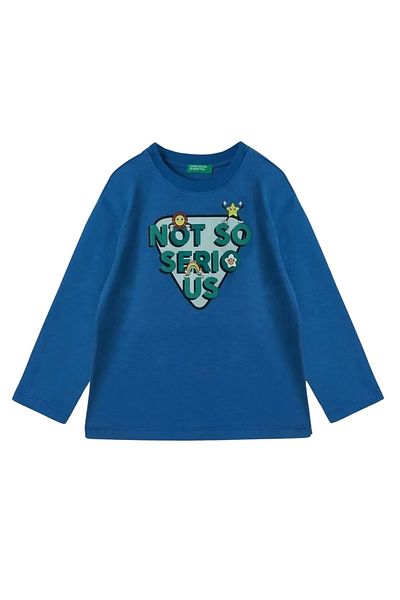 Benetton Синя момчешка тениска с дълъг ръкав