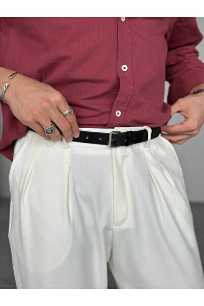 Gambocci Erkek Suni Deri İnce Kumaş Pantolon Kemeri