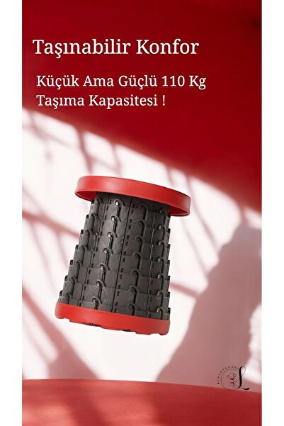 Feronyahome & Garden Kolay Portatif Katlanır Tabure (KIRMIZI)
