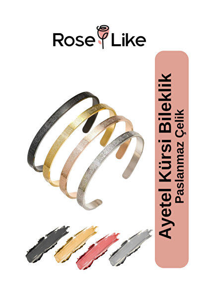 RoseLike Ayetel Kürsi Bileklik Paslanmaz Çelik Ayarlanabilir Unisex Bileklik