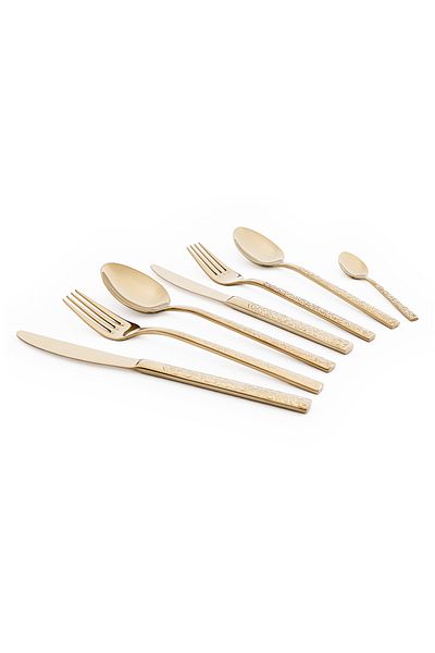 Maxx Doria Ivy Titanium Gold - Set of 84 Pieces of Knives and Spoons for 12 People Pa1029