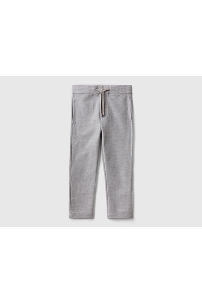 United Colors of Benetton Pantaloni de trening obișnuiți pentru băiat, gri Melange, imprimați pe spate