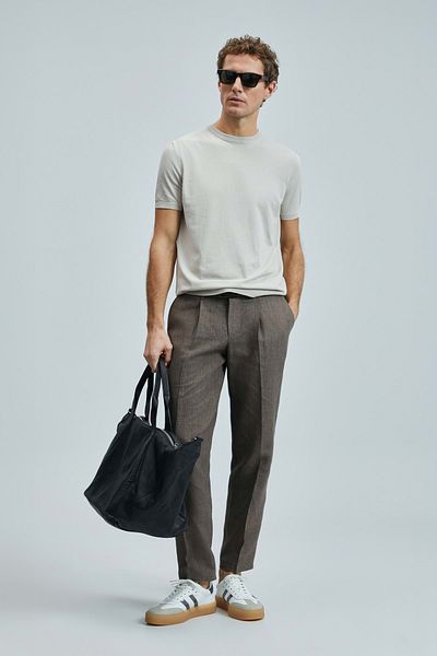Lufian 111090110 Tino Modal Blended T-Shirt Men's T-Shirt Beige