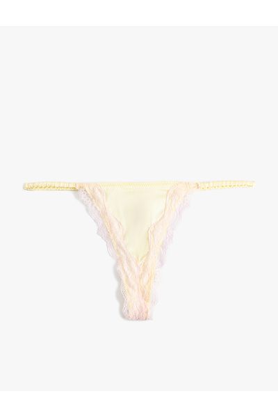 Koton Comfortable Fit Bow Detailed Lace Satin String Panties
