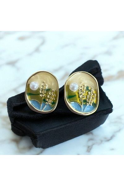 demirosa Flower patterned earrings